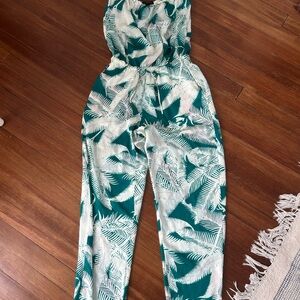 J. Crew Green Leaf Print Jumpsuit